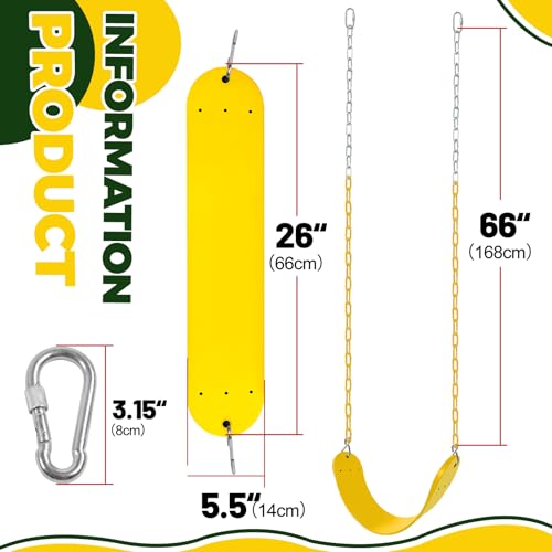 Image of Swings Set - 2-Pack Suitable for Kids and Adults, Comes with Hooks & Chains, Perfect for Backyard