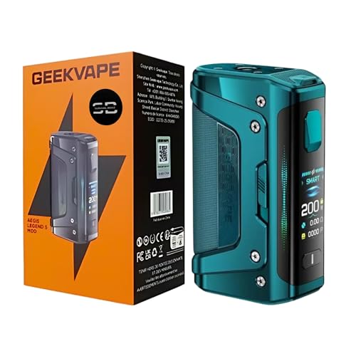 Geekvape Aegis Legend 5 Vape Mod [Glacier Green] - Available in 8 colours - Type-C Fast Charge 2 x 18650 Batteries (sold separately) 200W Output - Compatible with Geekvape Z Coils - No Nicotine