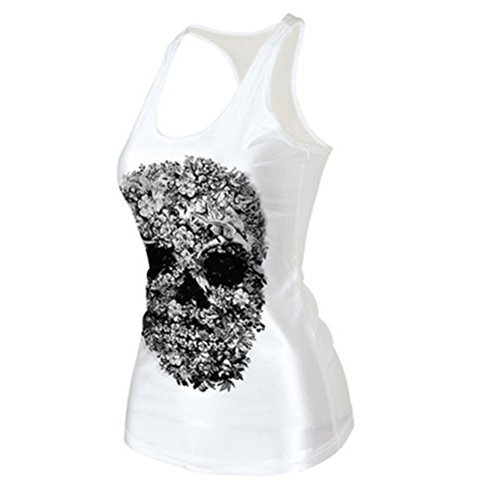 SROVFIDY Débardeur gothique/punk rock tête de mort pour femme, taille unique
