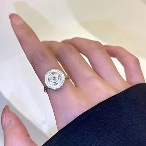 Four-Leaf Clover Spinner Rings Anxiety Fidget Ring for Anxiety Sterling Silver Plated Cubic Zirconia Flower Ring Relieving Stress Open Stacking Finger Calming Gifts Birthday Daughter Fashion Promise Engagement Statement Jewelry St Patrick's Day2