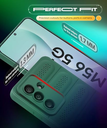 Image of WOW IMAGINE Ultimate Silicone Back Cover Case for Samsung Galaxy M56 5G | Galaxy F56 5G | Heat Dissipation Thin Soft TPU | 360 Camera Protection | Breathable Cooling Holes - Forest Green