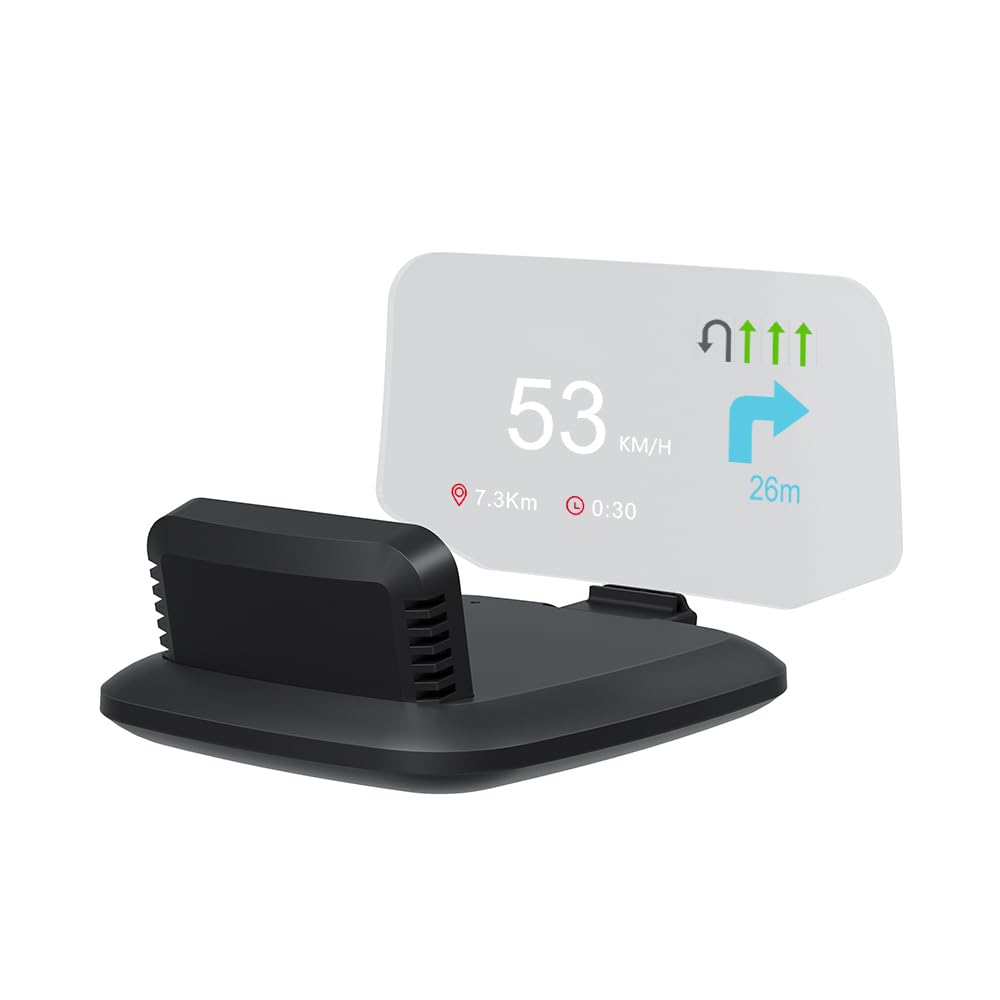 OBD2 Head-Up-Display für Auto – OBD2 & GPS Dual system|Digitaler Autotacho (HUD KMH-Projektor) mit Drehzahlmesser, Wassertemperatur (TEM), PSI, Volt, Kilometerstand & 4 Alarmfunktionen