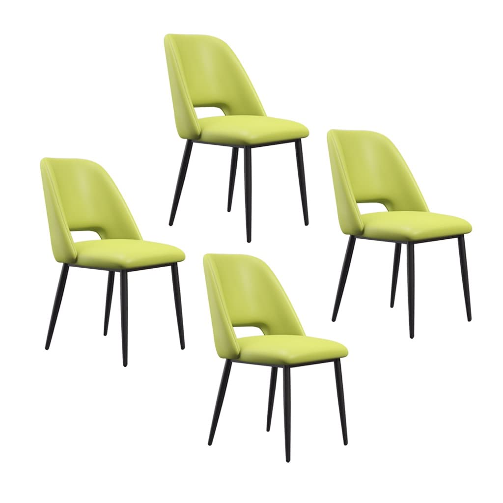 SJIALEN Black Legs Kitchen Dining Chairs Set of 4, Lounge Meeting Office Computer Chair PU Leather Living Room Side Chair Kitchen Chair (Color : Green)