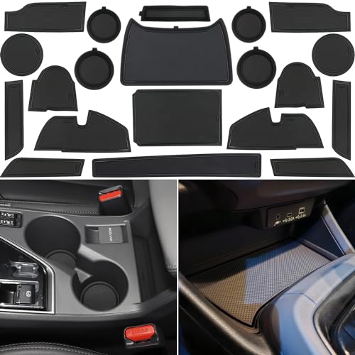 Interior Accent Liners - 2023 Subaru Crosstrek & Impreza 3 LOCOY Center Console Liner for Subaru Crosstrek Accessories 2024 2025 2026, for Impreza Cup Holder Mat, Coaster Trim, Non-Slip Dust Interior, Door Slot Pad, Rubber Decoration Insert (20pcs, Black)