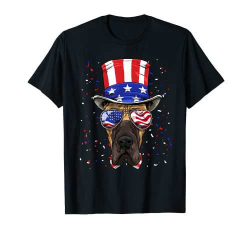 Great Dane 4th of July American Dog USA Flag T-Shirt, Black