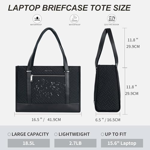 Maletín de mujer EMPSIGN para laptop 16 pulgadas negro acolchado miniatura 2