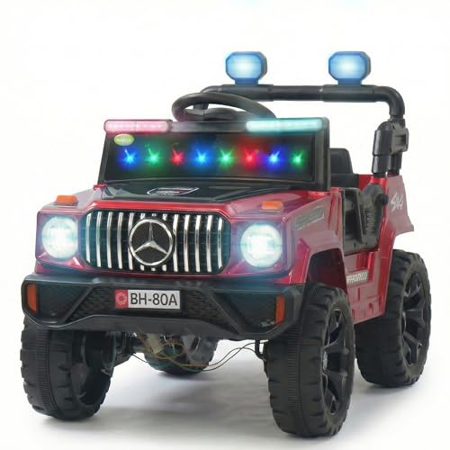 Image of Baybee Zenvor Battery Operated Jeep for Kids with Parental Remote Control | Kids Electric Battery Car with 4x4 Motors, RGB Lights & Music | Rechargeable Electric Car for Kid Aged 2-6 Years (Red)