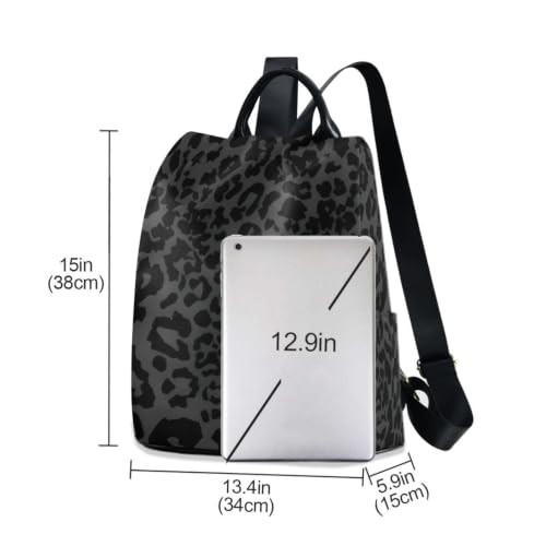 Image of ALAZA Grey Black Leopard Print Pattern Backpack Purse for Women Anti Theft Fashion Back Pack Shoulder Bag