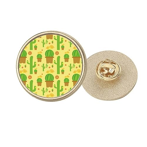 Broche ronde plantes grasses motif cactus doré idée cadeau femme