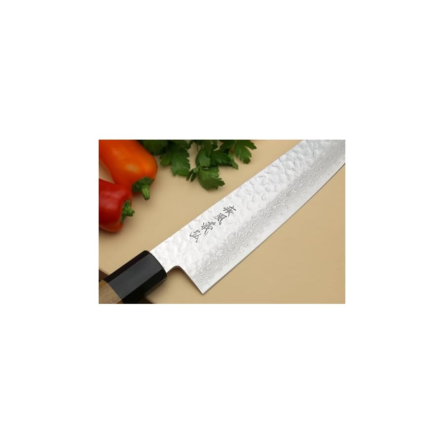 Yoshihiro VG10 46 Layers Hammered Damascus Gyuto Japanese Chefs Knife (Octagonal Ambrosia Handle) (8.25" (210mm)