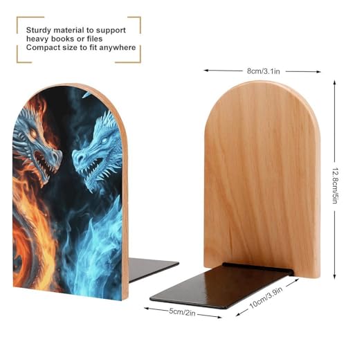 Sujetalibros de dragón de madera con base metálica resistente de alta densidad 3