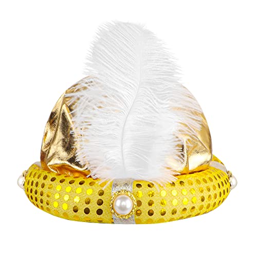 IBLUELOVER Aladdin Sultan Hat Gold King Hat Sultan Osman Fancy Dress Aladdin Prince Cap Arab Prince Costume Cap1920s Carnival Theme Party Headpiece - Image 4