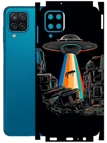 Image of AtOdds - Full Body Back Screen Guard Protector Film - Lamination Wrap Skin Sticker Compatible with Samsung Galaxy A12 | Scratchproof Matte Finish (Alien Invade)