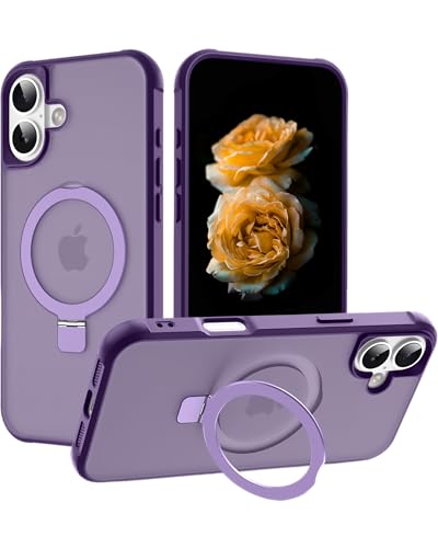 Bumper magnétique iPhone 17 antichoc militaire avec coque rigide mate violette 6.3"
