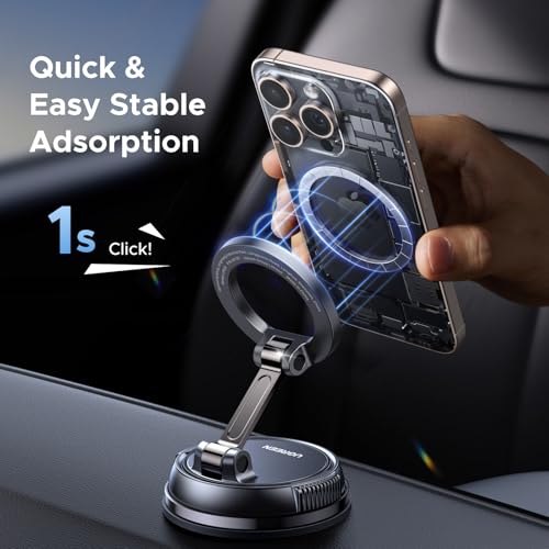 Image of UGREEN Car Phone Holder for Magsafe, [80+LBS Strongest Suction & 2500gf Strongest Magnetic] Magnetic Phone Holder with Suction Cup，360 Rotatable Magsafe Car Mount for iPhone 17 16 15 14 13 12 Series