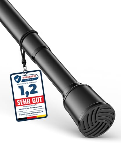 MEISENBERG Vorhangstange ohne Bohren 270-320cm, Schwarz, Ø 32 mm,...