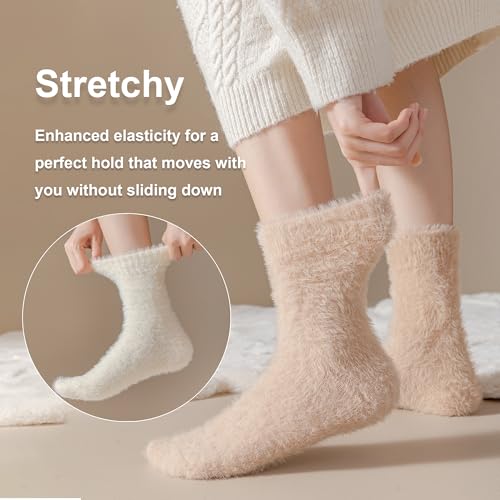 Image of BROPAPAP Fuzzy Socks for Women Men Fluffy Thick Warm Winter Soft Cozy Plush Sleep Home Fleece Cabin Soft House Socks Gifts