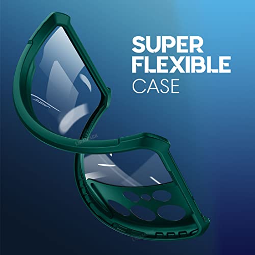 Image of LIRAMARK Transparent Clear Shock Proof Back Cover Case Designed for Samsung Galaxy S22 Ultra (Green)