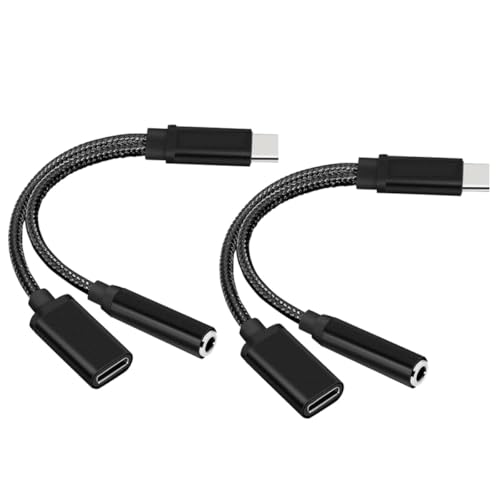 Sewroro Adaptadores Profesionales Tipo C para Audio y Carga, 2 Unidades Negras, Ideales para Uso en Hogar y Oficina Dispositivos Tipo C
