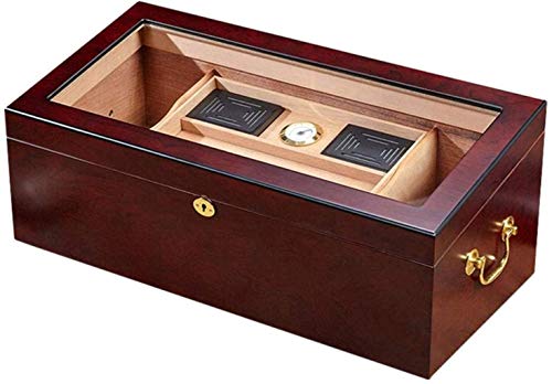 Caja humidora de puros hecha a mano, bandeja extraíble, divisor de cristal, caja decorativa