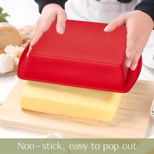 Image of saphe 8 inch Silicone Square Cake Pan Nonstick Silicone Cake Molds, Brownie baking molds for Brownie, Cake, Bread, Pie and Lasagna (1 packs) (1)