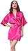 JOYTTON Women's Satin Kimono Robe with Embroidered Maid of Honor Fuchsia XL
