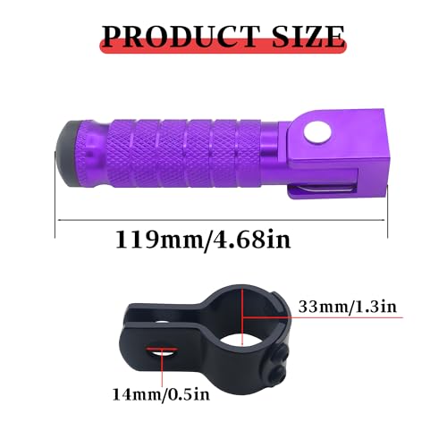 Image of M8 Motorcycle CNC Aluminum 90 Degree Folding Rearsets Folded Motorbike Footrest Bicycle Footpegs Foot Pegs Pedal Universal (Purple)