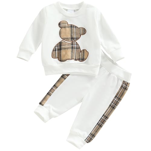 Image of Mubineo Baby Boy Clothes Cute Bear Outfits Girl Newborn Shirt Tops Sweatshirt Toddler Sweat Pant Set Fall Winter Outfit