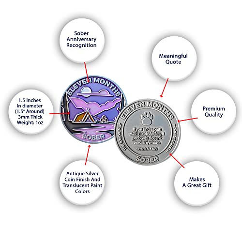 Image of The Achieve Mint 11 Months Sober Token | Eleven Month Sober Chip | Non-AA Gift, Non-Religious Medallions for Men and Women Celebrating Sobriety