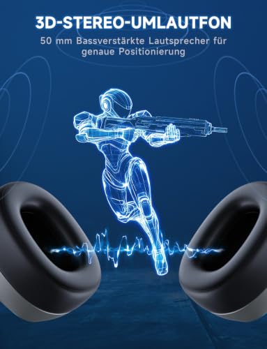 Gvyugke Wireless Gaming Headset für PS5, PS4, PC, Switch, Mac, Handy, Grau – Ansicht 3