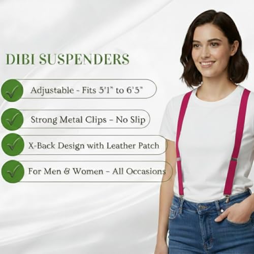 Image of Dibi Suspenders for Men - Adjustable X back Suspender with 4 Strong Clips
