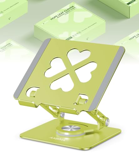 Image of Tablet Stand for iPad,360 Rotating Desktop Holder - Aluminum Adjustable & Foldable Desk Holder for iPad Pro 12.9 /11,Air 10.9,Samsung Tab S9,Portable Home /Office,Gift for Adults,Teens (Green)