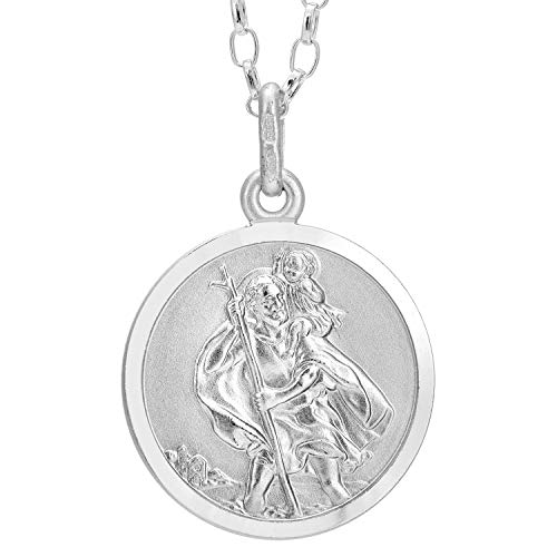 Pendentif Saint-Christophe de 18 mm avec chaîne de 46 cm en argent sterling