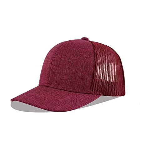 LANGZHEN Unisex Classic Trucker Cap Outdoor Hunter Adjustable Cap Mesh Panels Vintage Baseball Cap for Man Women(Wine Red) Cover