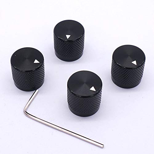 Taiss/ 4Pcs Black Aluminum Rotary Electronic Control Potentiometer Knob For 6 Mm Diameter Shaft , Volume Control Knob , Audio Knob, Guitar Knob，Switch Knob, 17Mm Dia. X 17Mm Height #TOP2