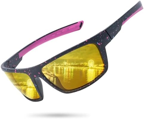 LVIOE Sports Night Vision Glasses for Driving Men Women Wraparound Polarized Night Driving Glasses Yellow Anti Glare N3071