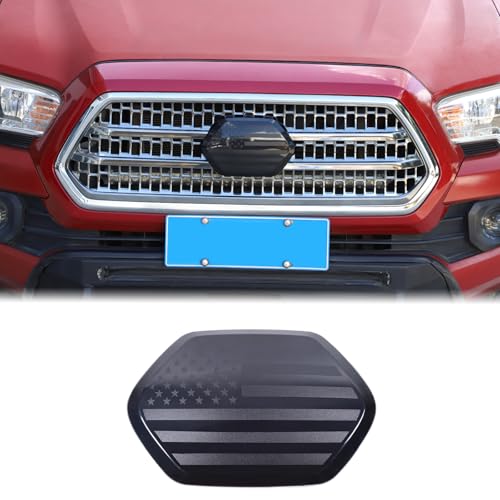 Image of Aunginsy Front Emblem Trim Cover Compatible with Toyota Tacoma 2016-2023, Front Hood Center Grille Emblem Badge Logo Cover Circle Ring Decorator Overlay ABS Accessories, Not Fit with Sensors Version
