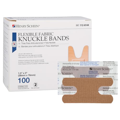 Henry Schein Fabric Adhesive Knuckle Bandages 1.5 x 3 Sterile 100 Ct