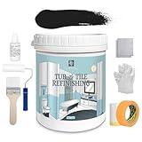32 FL Oz Black Ceramic Tub and Tile Refinishing Kit - Bathtub, Bathroom Wall, Countertop, Sink Paint - Easy to Use, Waterproof, Low Odor, No Toxic (White 50-60 sq.ft)