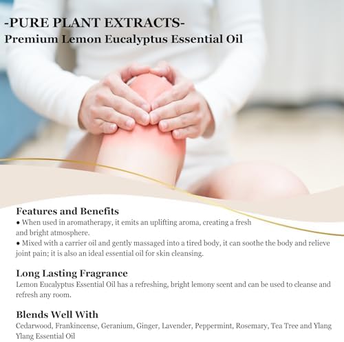 EUQEE Lemon Eucalyptus Essential Oil 118ML Pure Lemon Eucalyptus Oil for Spary, Diffuser, Indoors, Outdoors, Aromatherapy, Soap Candle Making - 4Fl.Oz - 4