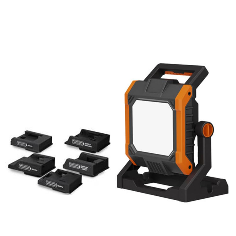 BATILEC - Baustrahler 4000 Lumen + 5 Adapter 18-20V kompatibel für Black & Decker, Bosch, Dewalt, Makita, Metabo, Milwaukee und Stanley Akku - IP65