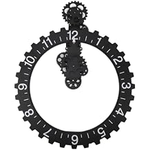 Luqeeg Large Wall Clock, 3D Moving Gear Clock showcases Exquisite Craftsmanship, Strong Sense of Rhythm for Living Room, Office Decor with Vintage gearwork Theme. Black