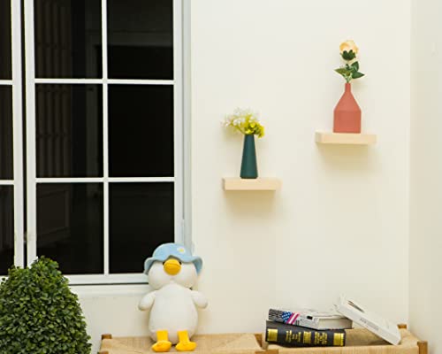 Qsqueen Floating Shelves Set Of 2, Rustic Solid Wood Floating Shelf Wall Storage Shelves, 7.68 Inch Hanging Shelf With Invisible Brackets, For Bathroom, Bedroom, Kitchen, Office, Living Room Decor #TOP5