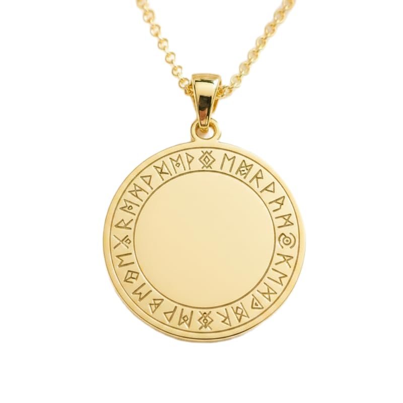Collier runes nordiques argent 925 plaqué or fait main pour homme et femme