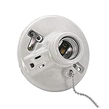 Zero 612431 lampholder 125 Volt Porcelain Pull Chain Light Fixture, Lampholder with Outlet in White, Porcelain