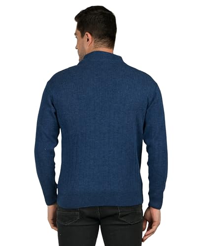 Image of Men Woolen Round Neck Solid Striped Design Pullover Heavy Rainbow Fabric Winter Wear Pure Wool Cardigan for Men Fully Warm Pullover Free Sizes