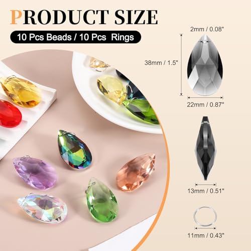 uxcell 10Pcs Teardrop Crystal Beads 38mm K9 Glass Clear Black by uxcell - Used condition - Image 2