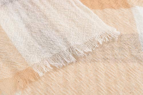 Beyond Fashion 100% Cashmere Sand Plaid Check Scarf For Men And Women Unisex - Heavenly Soft Cozy Warm #TOP6