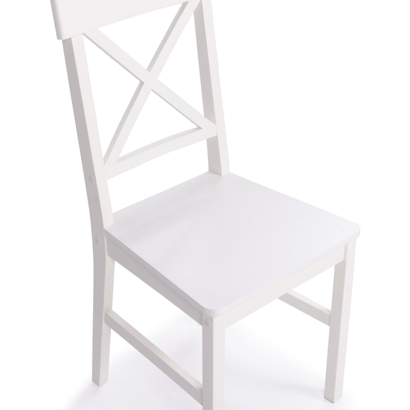 IDMarket Suzanne - Juego de 4 sillas de cocina con cruces de madera blanca