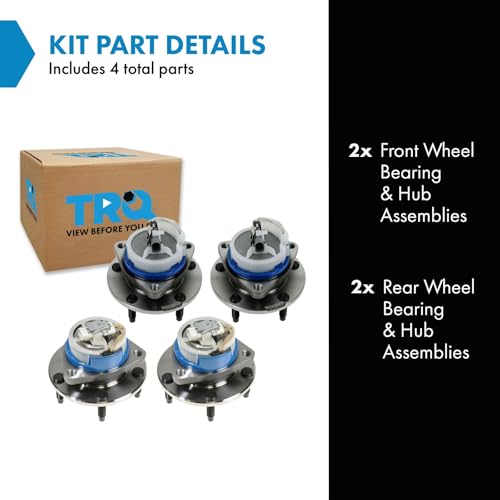 Image of TRQ 2 Piece Front Rear Wheel Bearing & Hub Assembly Set Compatible with 2004-2008 Cadillac XLR 1997-2008 Chevrolet Corvette